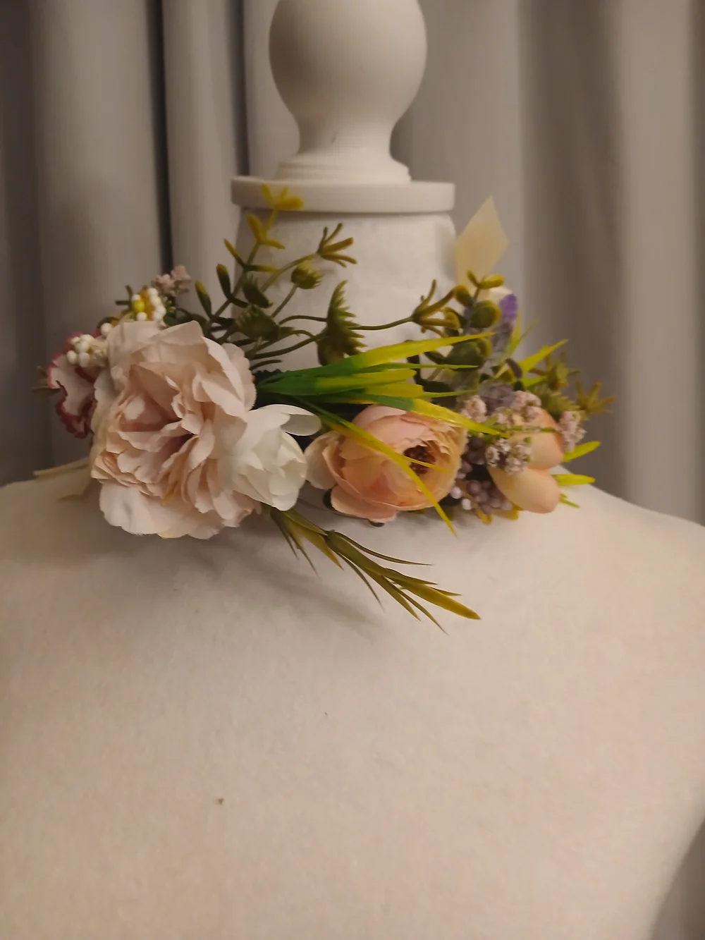 Romantic Floral Crown with Pink, Cream & Green Blooms Festivals Weddings Fairy